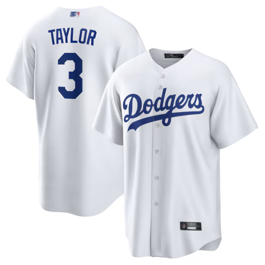 LA.Dodgers #3 Chris Taylor Player White Replica Baseball Jerseys baseball jersey product view 1