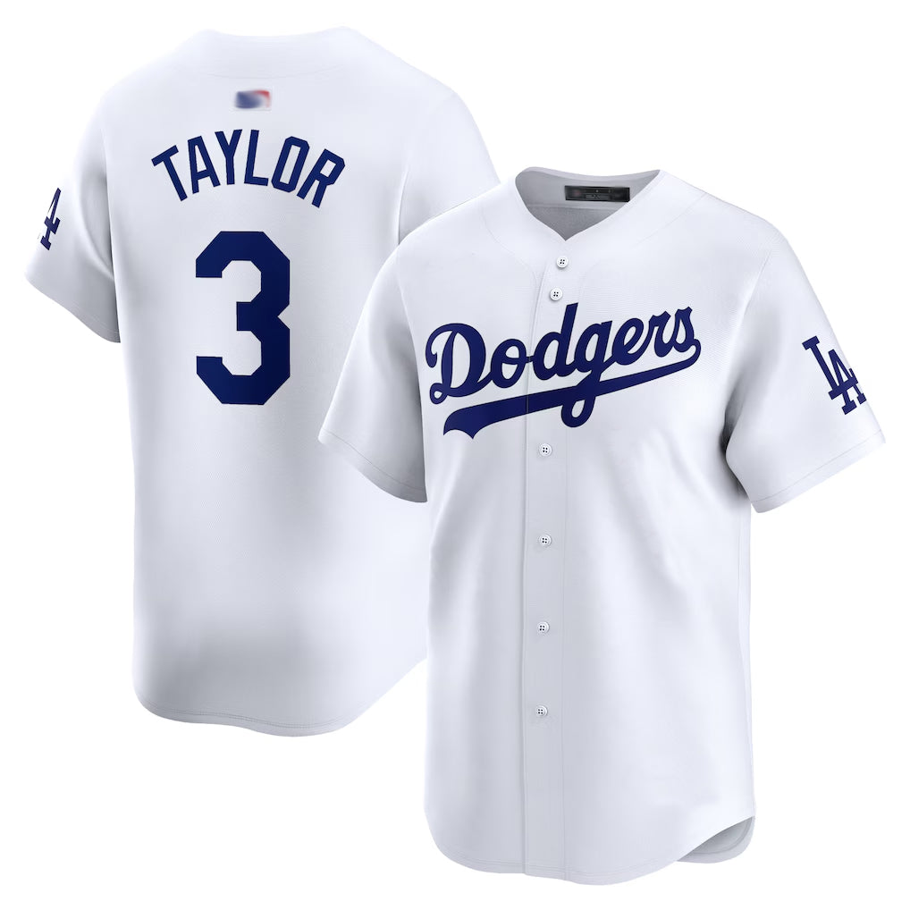 LA.Dodgers #3 Chris Taylor Player Whtie Home Game Baseball Jerseys baseball jersey product view 1