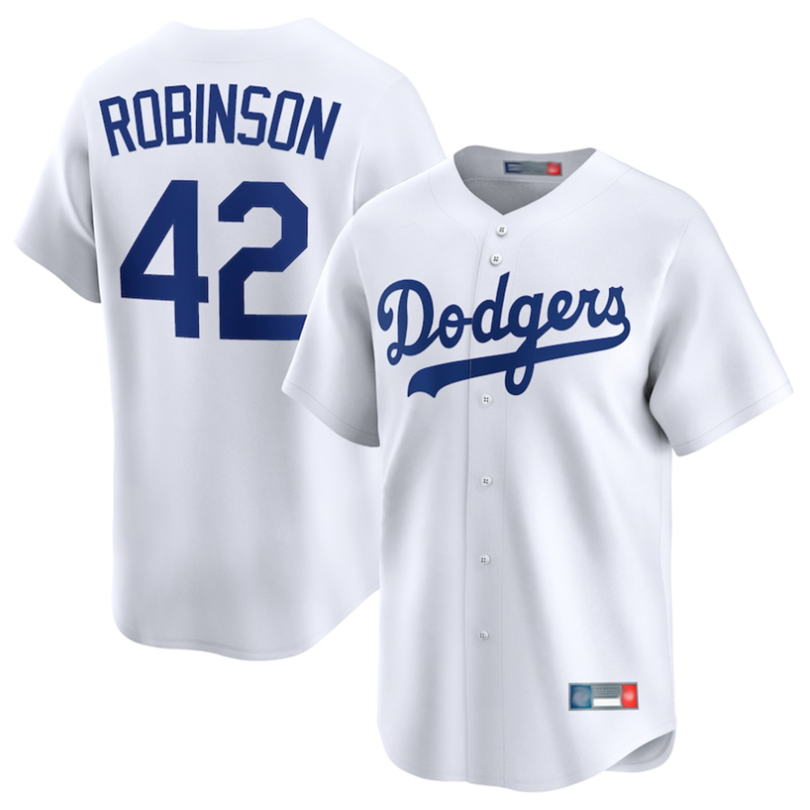 LA.Dodgers #42 Jackie Robinson Player White Throwback Limited Baseball Jerseys baseball jersey product view 1