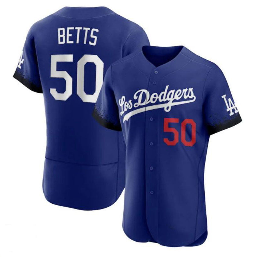 LA.Dodgers #50 Mookie Betts Player City Connect Royal Elite Baseball Jerseys baseball jersey product view 1