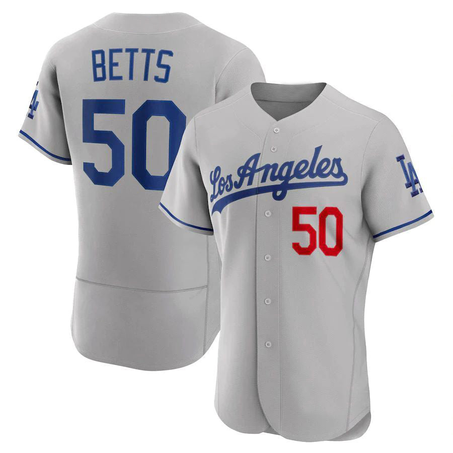 LA.Dodgers #50 Mookie Betts Player Gray Elite Baseball Jerseys baseball jersey product view 1