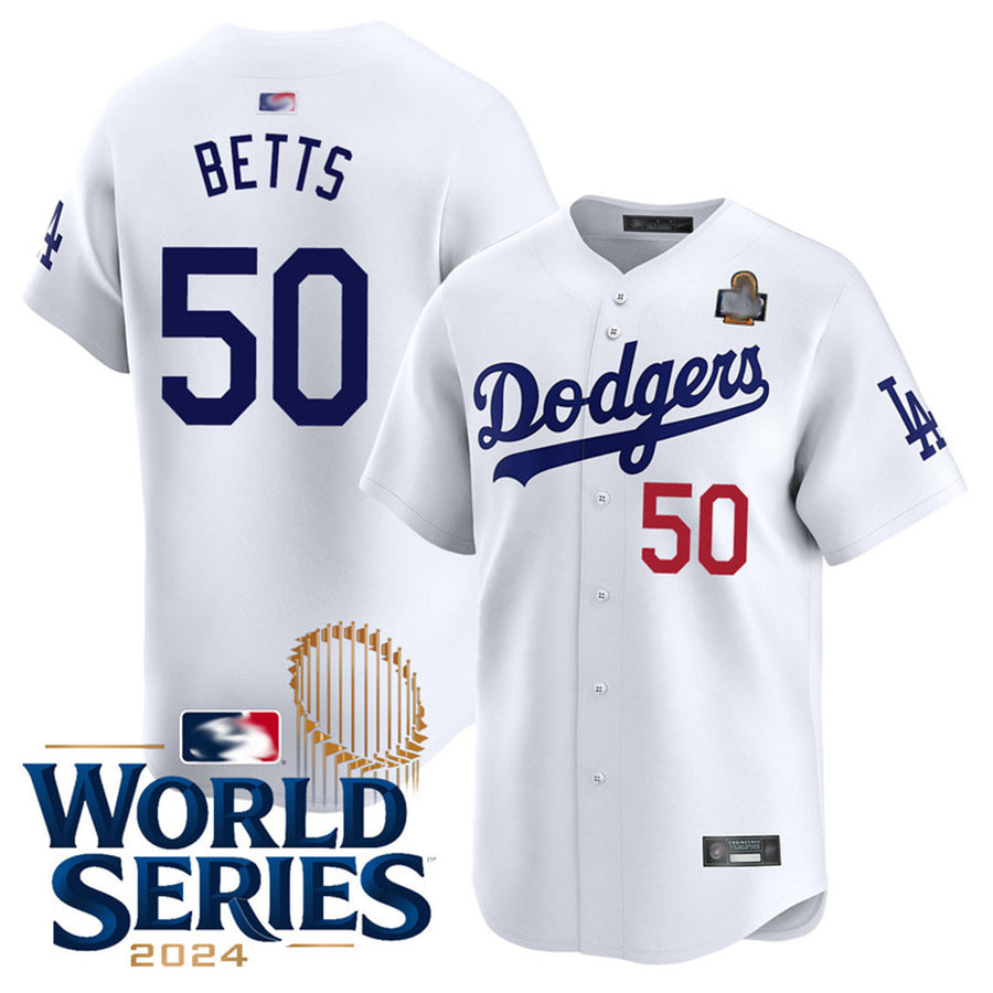 LA.Dodgers #50 Mookie Betts Player Home Limited World Series Baseball Jerseys baseball jersey product view 1