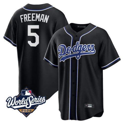LA.Dodgers #5 Freddie Freeman Player 2025 World Series Black Home Game Baseball Jerseys baseball jersey product view 1