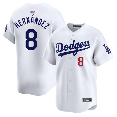 LA.Dodgers #8 Enrique Hernandez Player White Home Limited Baseball Jerseys baseball jersey product view 1