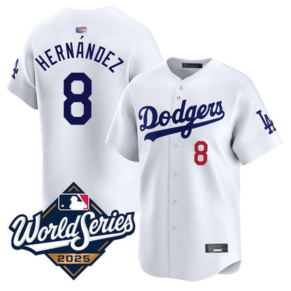 LA.Dodgers #8 Enrique Hernandez Player White Home Limited World Series Baseball Jerseys baseball jersey product view 1