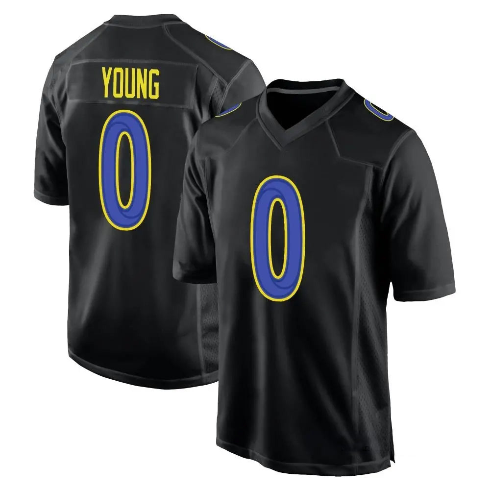 LA.Rams #0 Byron Young Player Black Fashion Game Football Jerseys football jersey product view 1