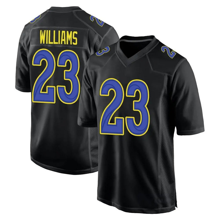 LA.Rams #23 Kyren Williams Player Black Fashion Game Football Jerseys football jersey product view 1