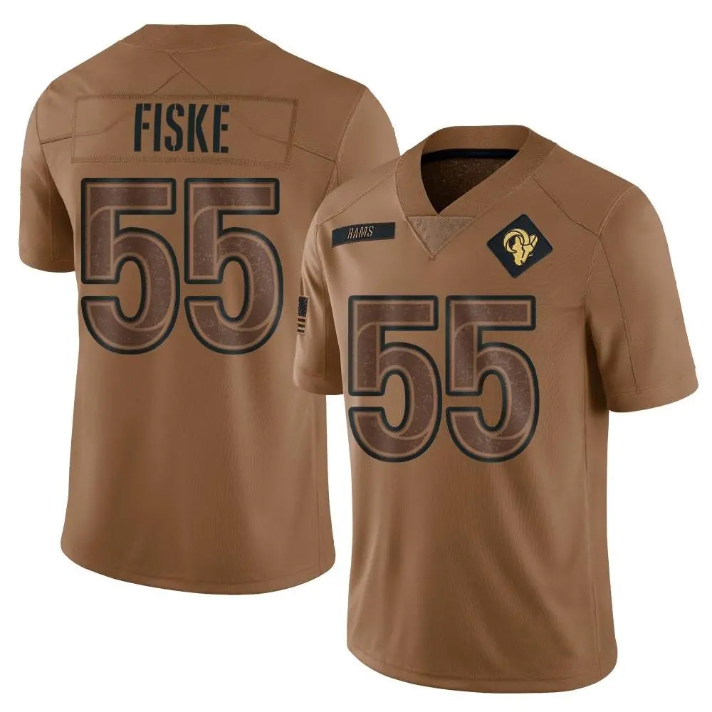 LA.Rams #55 Braden Fiske Player Brown Salute To Service Limited Football Jerseys football jersey product view 1