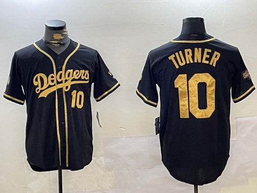 LA.Dodgers #10 Justin Turner Player Black Cool Base Stitched Baseball Jerseys baseball jersey product view 1
