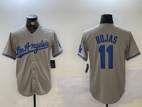 LA.Dodgers #11 Miguel Rojas Player Gray Game Jersey Cool Base Stitched Baseball Jerseys baseball jersey product view 1