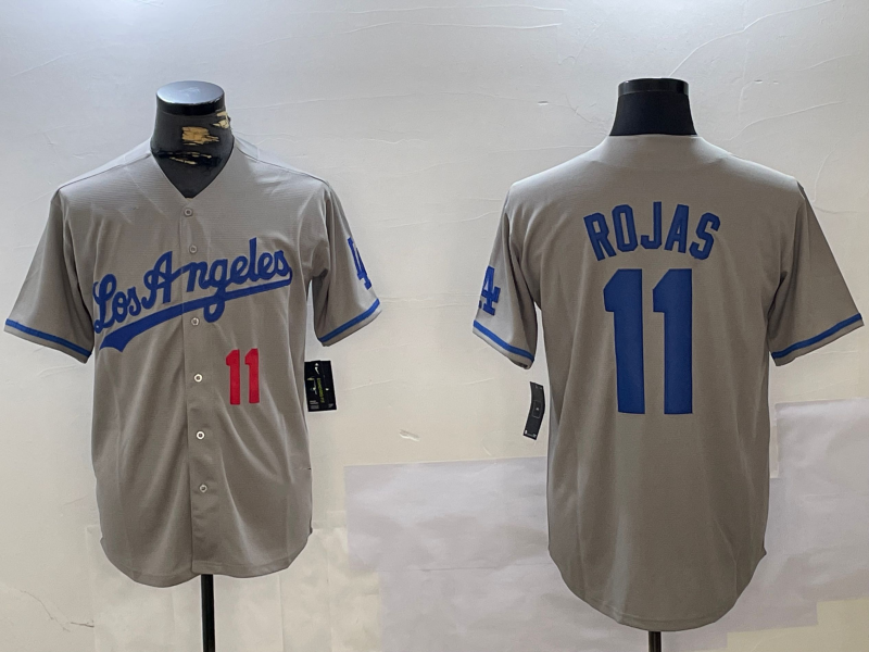 LA.Dodgers #11 Miguel Rojas Grey Cool Base Stitched Baseball Jerseys Player Game Jersey baseball jersey product view 1