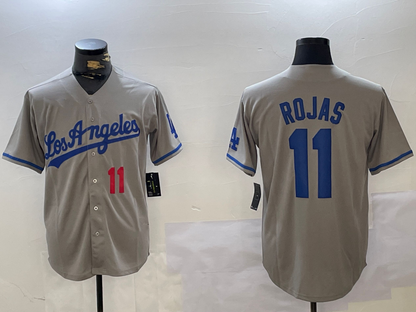 LA.Dodgers #11 Miguel Rojas Grey Cool Base Stitched Baseball Jerseys Player Game Jersey baseball jersey product view 1