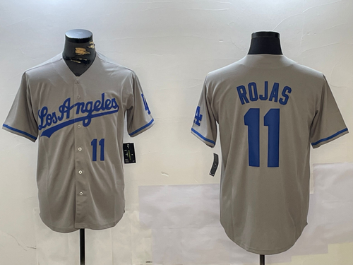 LA.Dodgers #11 Miguel Rojas Player Grey Game Jersey Cool Base Stitched Baseball Jerseys baseball jersey product view 1