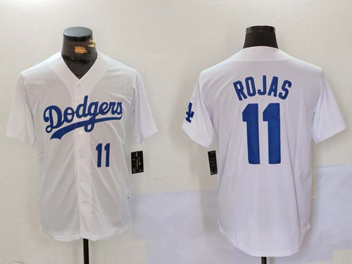 LA.Dodgers #11 Miguel Rojas Player White Cool Base Stitched Baseball Jerseys baseball jersey product view 1
