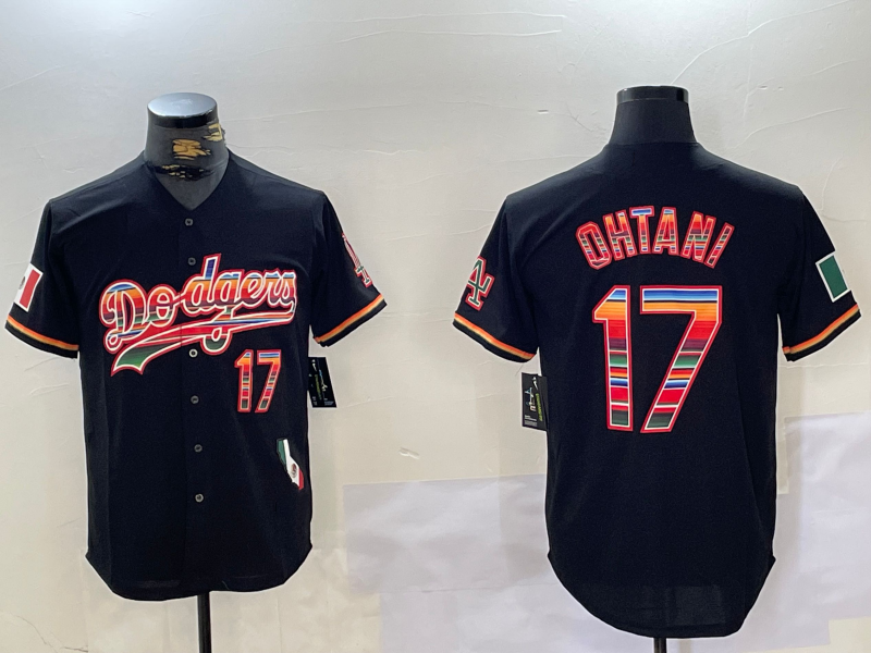 LA.Dodgers #17 Shohei Ohtani Player Black Rainbow Mexico Cool Base Stitched Baseball Jerseys baseball jersey product view 1