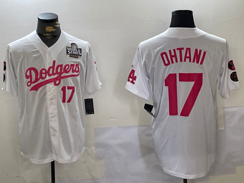 LA.Dodgers #17 Shohei Ohtani Player White Pink Limited Cool Base Stitched Baseball Jerseyss baseball jersey product view 1