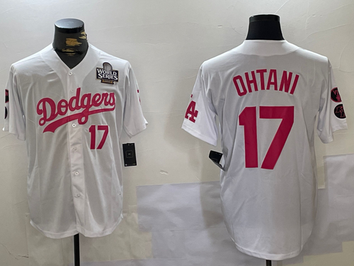 LA.Dodgers #17 Shohei Ohtani Player White Pink Limited Cool Base Stitched Baseball Jerseyss baseball jersey product view 1