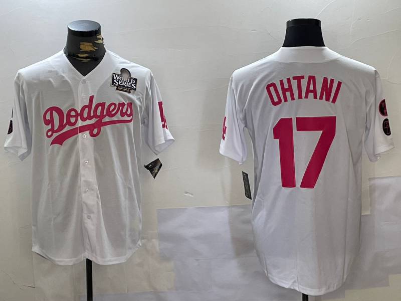 LA.Dodgers #17 Shohei Ohtani Player White Pink Limited Cool Base Stitched Baseball Jerseys baseball jersey product view 1