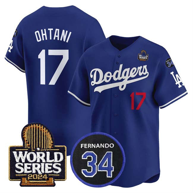 LA.Dodgers #17 Shohei Ohtani Player Royal World Series With Fernando Memorial Patch Limited Stitched Baseball Jerseys baseball jersey product view 1