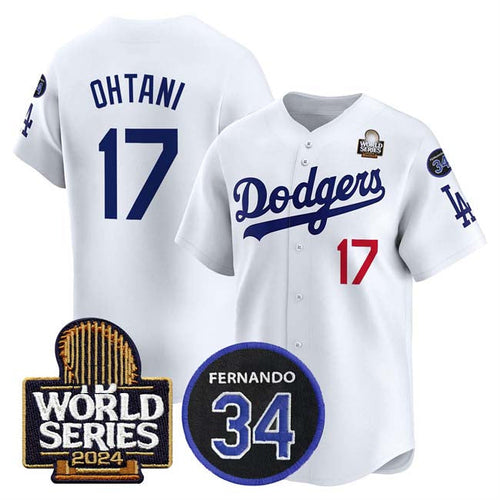 LA.Dodgers #17 Shohei Ohtani Player White World Series With Fernando Memorial Patch Limited Stitched Baseball Jerseys baseball jersey product view 1