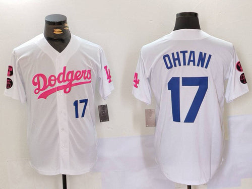 LA.Dodgers #17 Shohei Ohtani Player White Pink Vin & Kobe Patch Stitched Baseball Jerseys baseball jersey product view 1