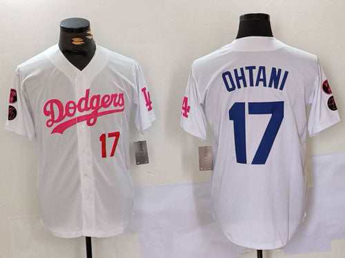 LA.Dodgers #17 Shohei Ohtani Player White-Pink Stitched Baseball Jerseys baseball jersey product view 1
