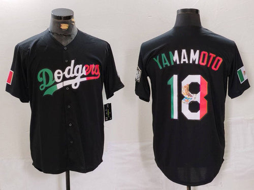 LA.Dodgers #18 Yoshinobu Yamamoto Player Black Mexico Cool Base Stitched Baseball Jerseys baseball jersey product view 1