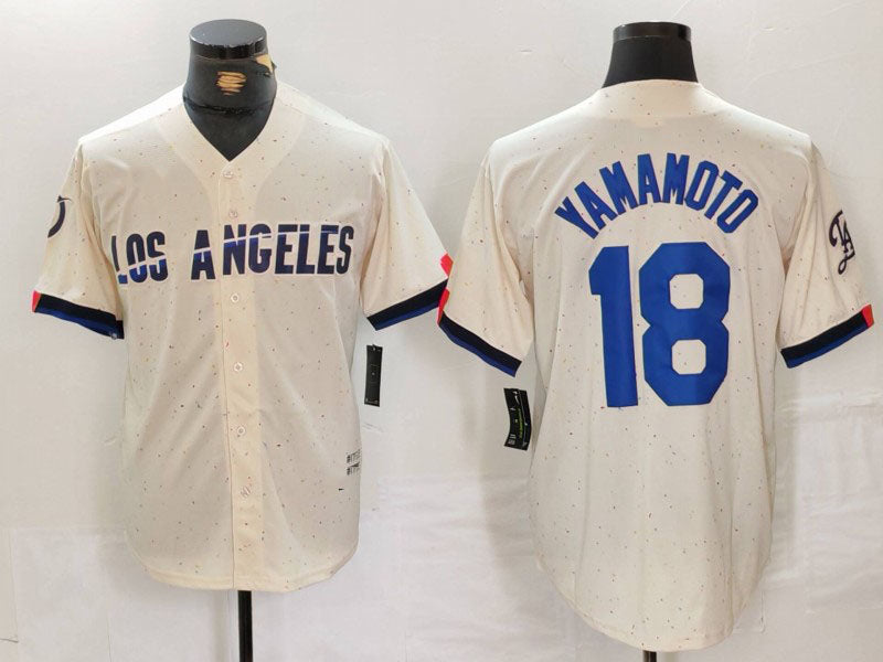 LA.Dodgers #18 Yoshinobu Yamamoto Player Cream City Connect Limited Stitched Baseball Jerseys baseball jersey product view 1