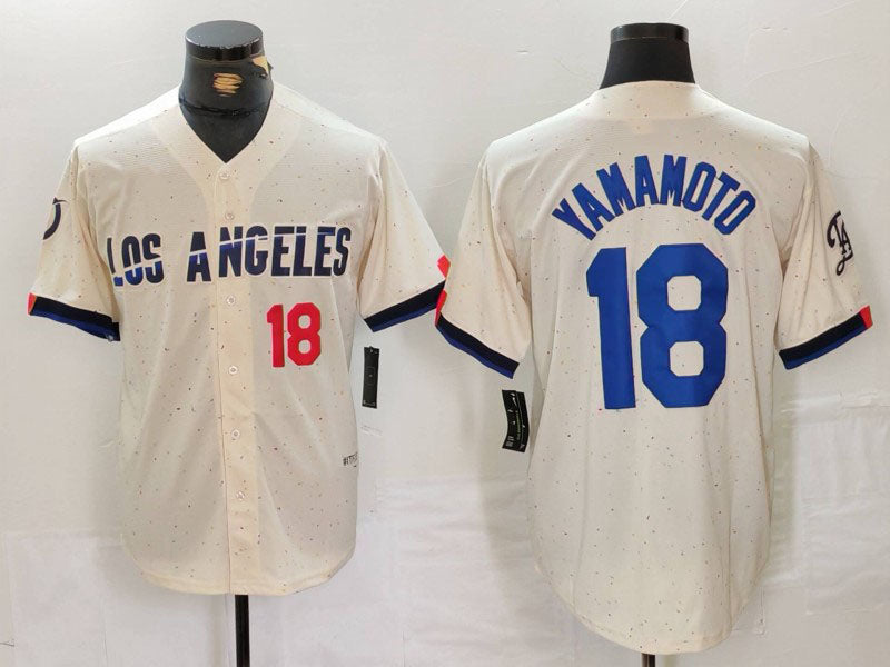 LA.Dodgers #18 Yoshinobu Yamamoto Cream Limited Stitched Baseball Jerseys Player Jersey baseball jersey product view 1