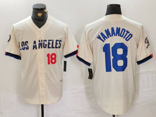 LA.Dodgers #18 Yoshinobu Yamamoto Cream Limited Stitched Baseball Jerseys Player Jersey baseball jersey product view 1