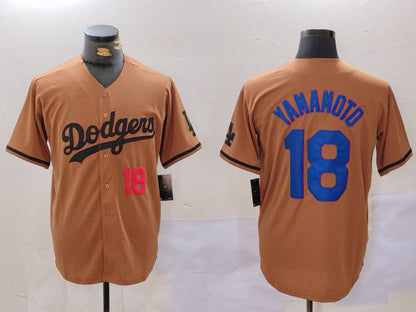 LA.Dodgers #18 Yoshinobu Yamamoto Player Jersey Olive Cool Base Limited Stitched Baseball Jerseys baseball jersey product view 1
