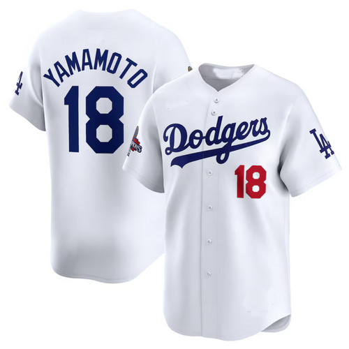 LA.Dodgers #18 Yoshinobu Yamamoto Player White World Series Champions Home Limited Stitched Baseball Jerseys baseball jersey product view 1