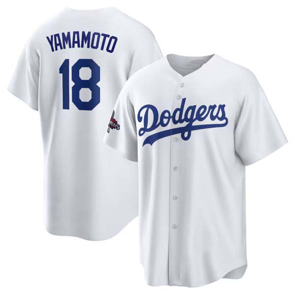 LA.Dodgers #18 Yoshinobu Yamamoto Player White World Series Champions Home Stitched Baseball Jerseys baseball jersey product view 1