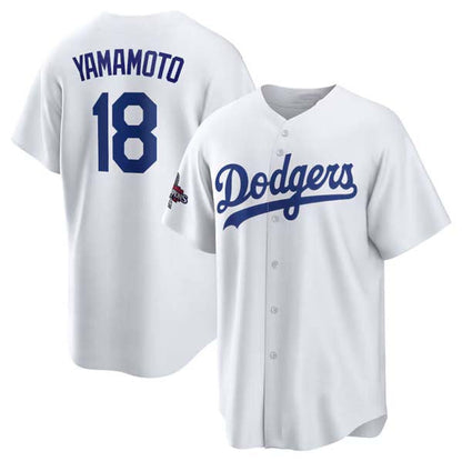 LA.Dodgers #18 Yoshinobu Yamamoto Player White World Series Champions Home Stitched Baseball Jerseys baseball jersey product view 1