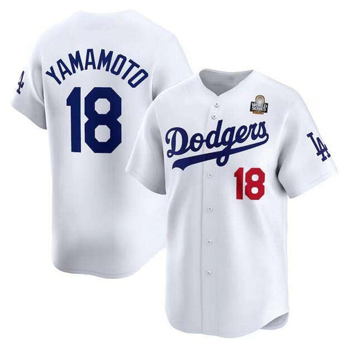 LA.Dodgers #18 Yoshinobu Yamamoto Player White World Series Home Limited Stitched Baseball Jerseys baseball jersey product view 1