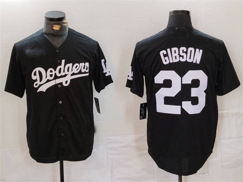 LA.Dodgers #23 Kirk Gibson Player Black Cool Base Stitched Baseball Jerseys baseball jersey product view 1