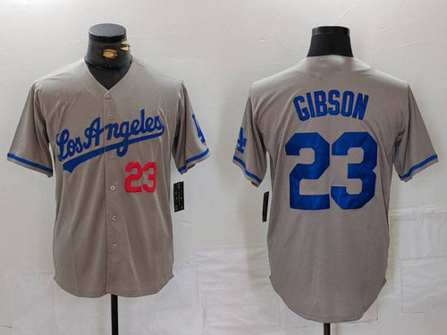 LA.Dodgers #23 Kirk Gibson Grey Player Jersey With los Cool Base Stitched Baseball Jerseys baseball jersey product view 1