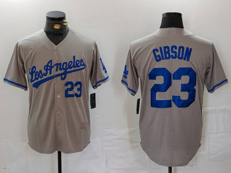 LA.Dodgers #23 Kirk Gibson Player Grey Game Jersey Stitched Baseball Jerseys baseball jersey product view 1