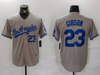 LA.Dodgers #23 Kirk Gibson Player Grey Game Jersey Stitched Baseball Jerseys baseball jersey product view 1
