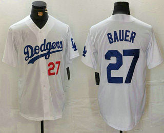 LA.Dodgers #27 Trevor Bauer Player White Game Jersey Stitched Baseball Jerseys baseball jersey product view 1