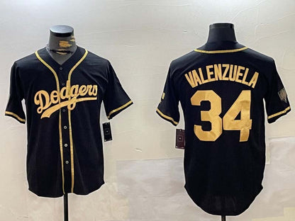 LA.Dodgers #34 Fernando Valenzuela Player Black Authentic Collection Stitched Baseball Jerseys baseball jersey product view 1