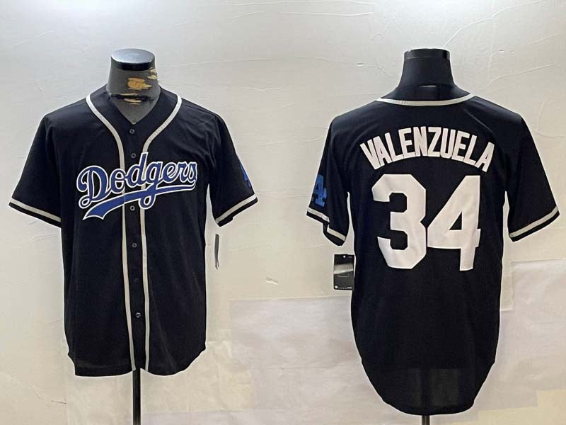 LA.Dodgers #34 Fernando Valenzuela Black Authentic Collection Stitched Baseball Jerseys Player Jersey baseball jersey product view 1