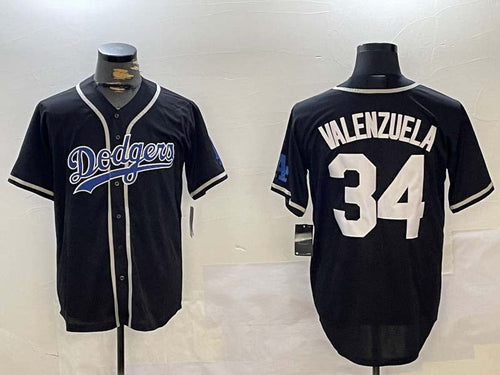 LA.Dodgers #34 Fernando Valenzuela Black Authentic Collection Stitched Baseball Jerseys Player Jersey baseball jersey product view 1