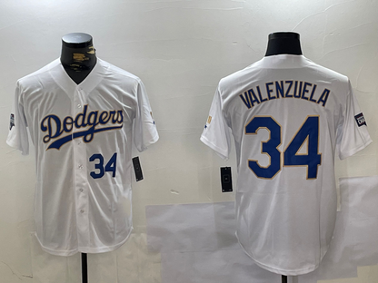LA.Dodgers #34 Fernando Valenzuela Player White Championship Stitched Cool Base Baseball Jerseys baseball jersey product view 1