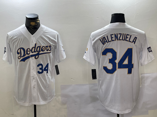 LA.Dodgers #34 Fernando Valenzuela Player White Championship Stitched Cool Base Baseball Jerseys baseball jersey product view 1