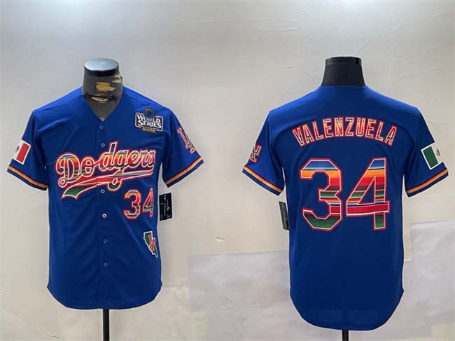 LA.Dodgers #34 Fernando Valenzuela Player Royal Cool Base Stitched Baseball Jerseys baseball jersey product view 1