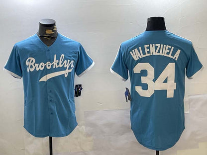 LA.Dodgers #34 Fernando Valenzuela blue Authentic Collection Stitched Baseball Jerseys Player Jersey baseball jersey product view 1