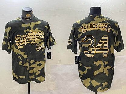 LA.Dodgers #34 Fernando Valenzuela Player Jersey camo Authentic Collection Stitched Baseball Jerseys baseball jersey product view 1