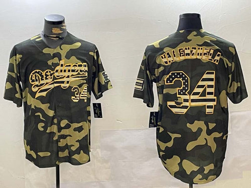 LA.Dodgers #34 Fernando Valenzuela Player Jersey camo Authentic Collection Stitched Baseball Jerseys baseball jersey product view 1