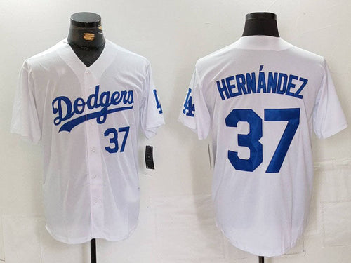LA.Dodgers #37 Teoscar Hernandez White Cool Base Stitched Baseball Jerseys Player Game Jersey baseball jersey product view 1